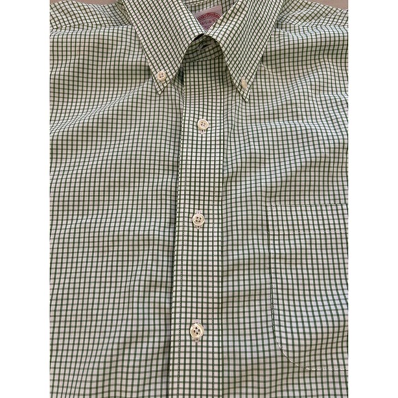 BROOKS BROTHERS Shirt EUC Green White Stripe Sz 16.5-34/35 Original Polo Shirt - Picture 5 of 9